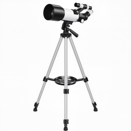 Telescope for Adults, 70 mm Aperture 400 mm Refractor Telescope with 40X/16X, Adjustable Tripod, Bag, White