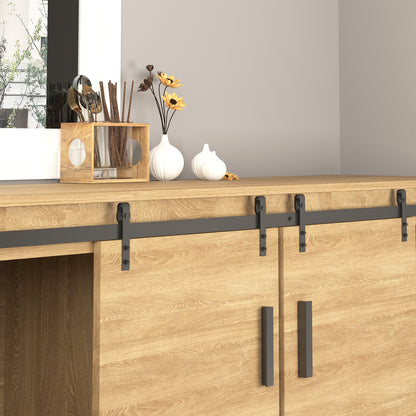 Mini Sliding Barn Door Hardware Kit for Double Doors, TV Stands, Cabinet Barn Door Hardware Kit, Fit 17.7" Wide Door Pan