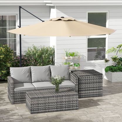 10 FT Cantilever Umbrella, Aluminum Hanging Offset Umbrella with 360°Rotation, Crank, Tilt, Cross Base, Khaki
