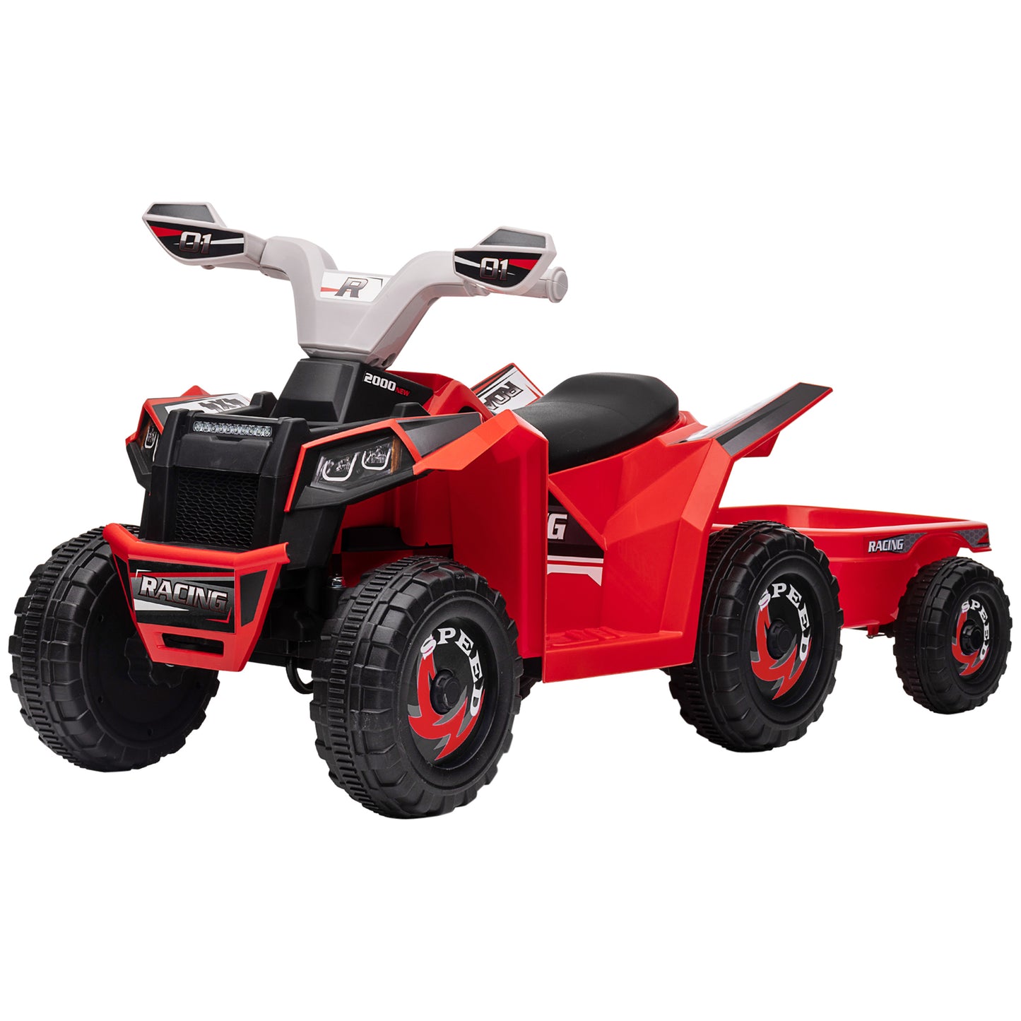 VarietyKart 6V Electric Toy Car with Back Trailer, Forward Backward, Wear-Resistant Wheels for Ages 18-36 Months, Red