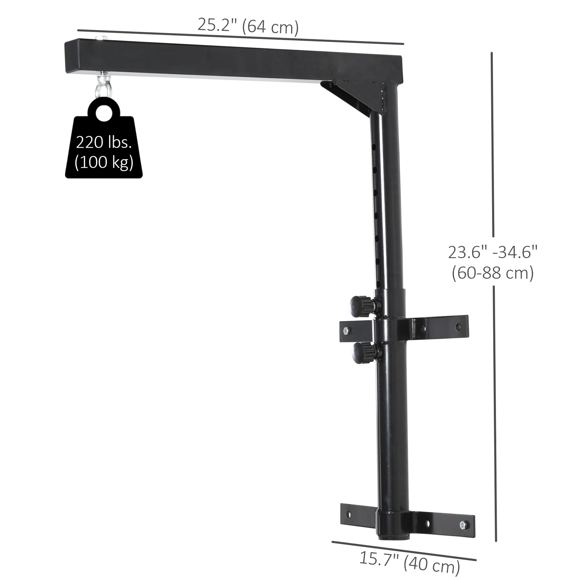 Soozier 220lbs Wall Mounted Punching Bag Hanger, Adjustable Height Punching Bag Holder for Boxing and MMA Training