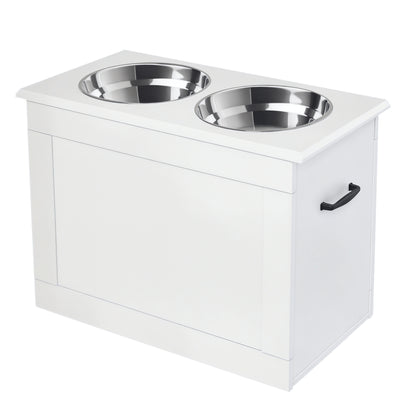 Large Elevated Pet Feeder with Storage Dog Pet Diner Function 2 Stainless Steel Dog Bowls Elevated Base for Large Dogs a