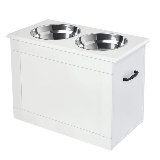Large Elevated Pet Feeder with Storage Dog Pet Diner Function 2 Stainless Steel Dog Bowls Elevated Base for Large Dogs a