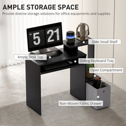 Computer Desk with Sliding Keyboard Tray Storage Drawer Shelf Home Office Workstation Black