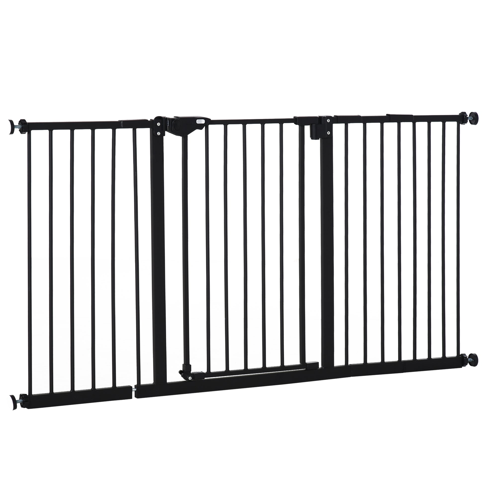 29"-58" Wide Pet Gate with Door Dog Gate and Barrier Indoor for Stairs Includes 7", 8", 12" Extensions Kit, 30 Inch Tall