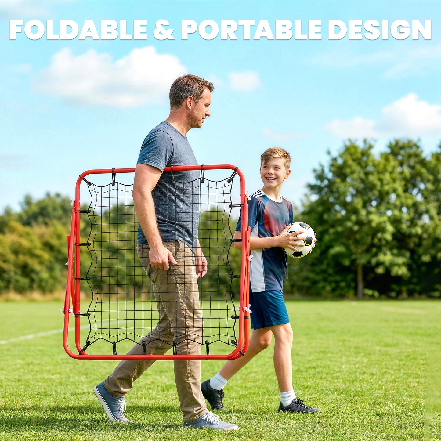 Volleyball Rebounder Net Football Training Aid Kickback Target Play Red