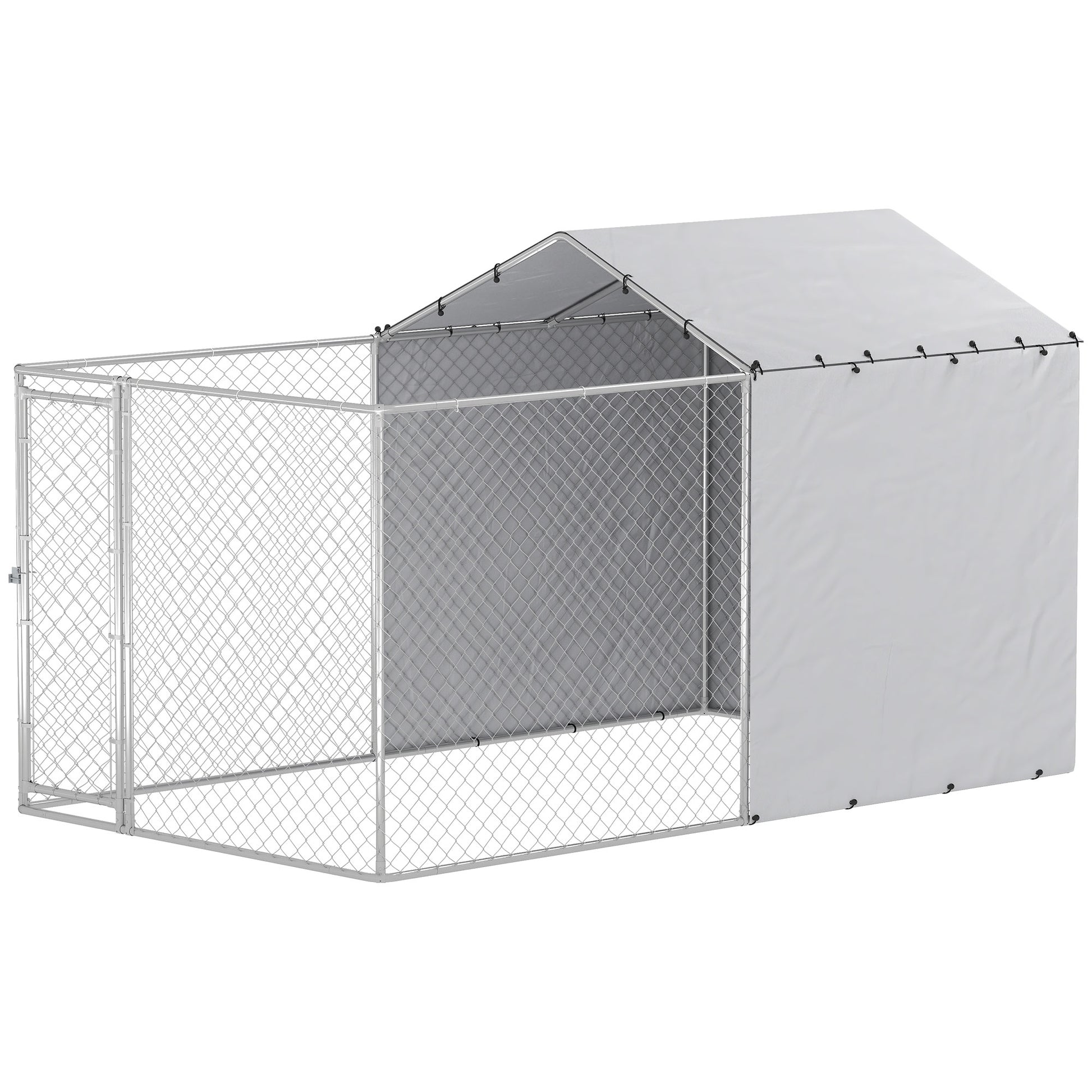 Galvanized Steel Dog Kennel Outdoor with Waterproof & UV-Resistant Cover for Large Dogs, 13.1' x 7.5' x 7.5'