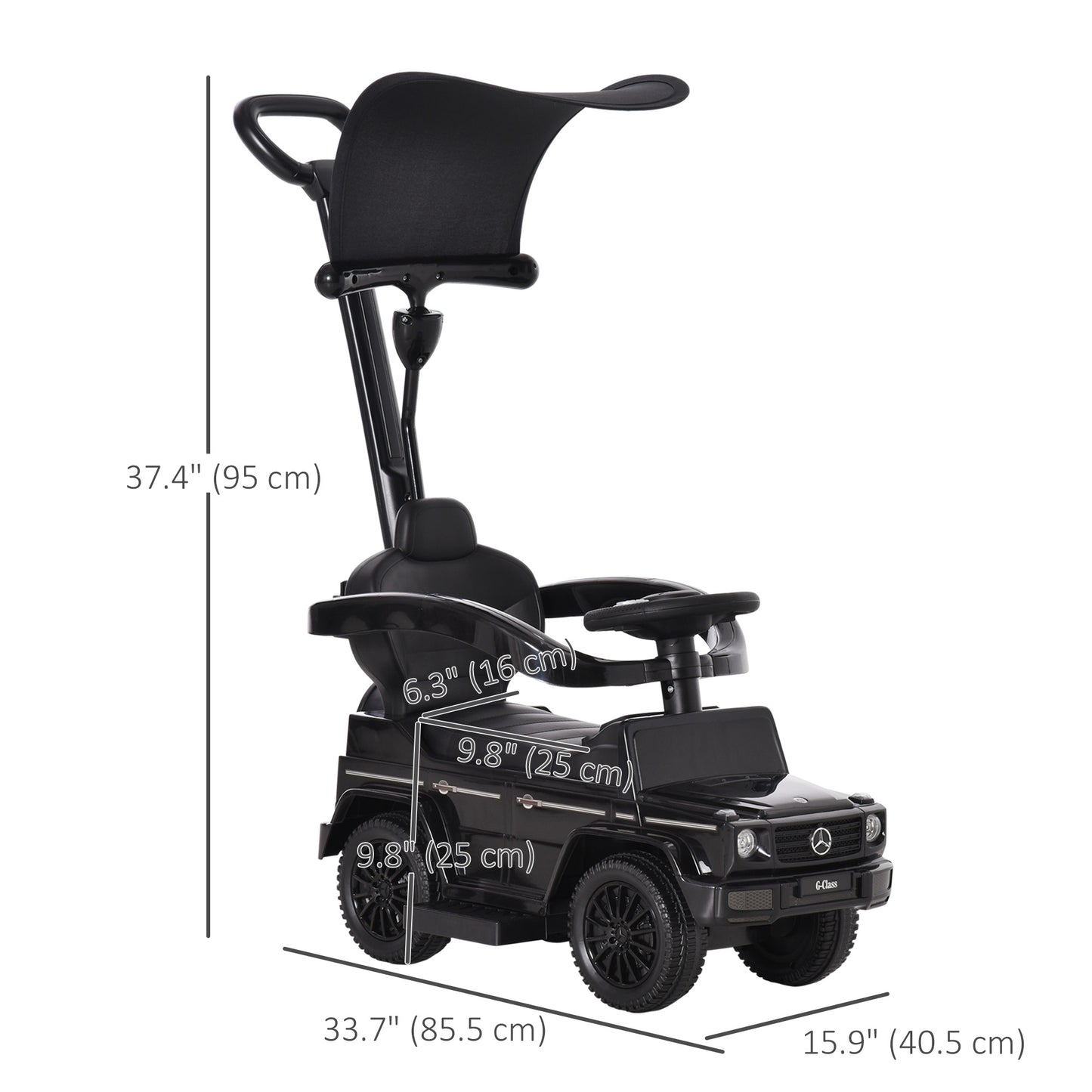 VarietyKart Mercedes-Benz G350 Licensed Push Car, 3-in-1 Toddler Sliding Car with Horn, Steering, Foot Rest, Seat Storag