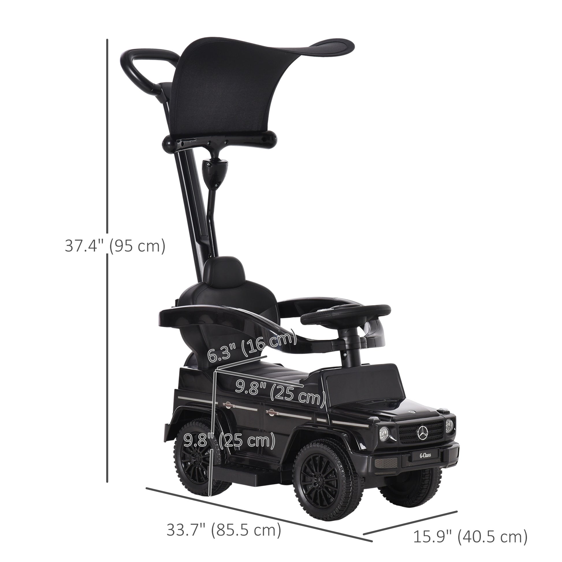 VarietyKart Mercedes-Benz G350 Licensed Push Car, 3-in-1 Toddler Sliding Car with Horn, Steering, Foot Rest, Seat Storag