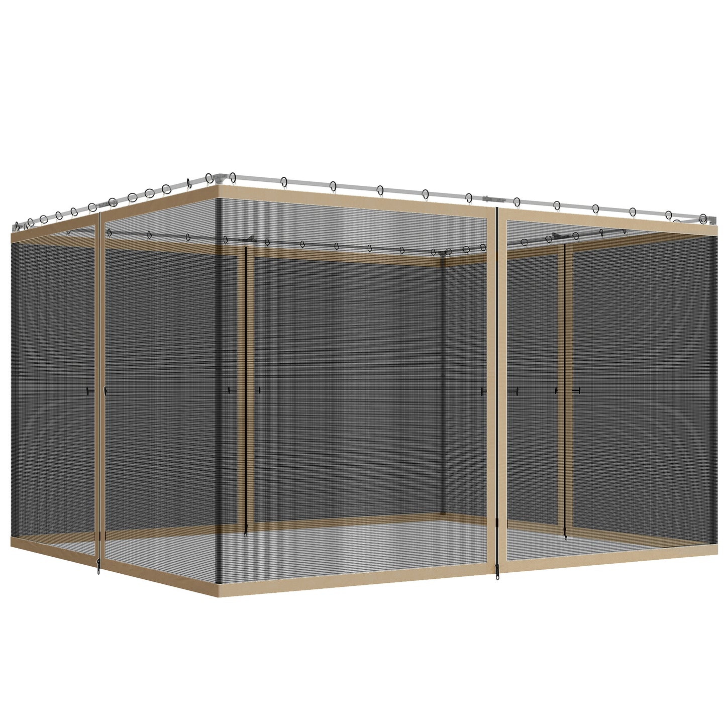 Replacement Mosquito Netting for Gazebo 10' x 13' Black Screen Walls for Canopy with Zippers, Khaki