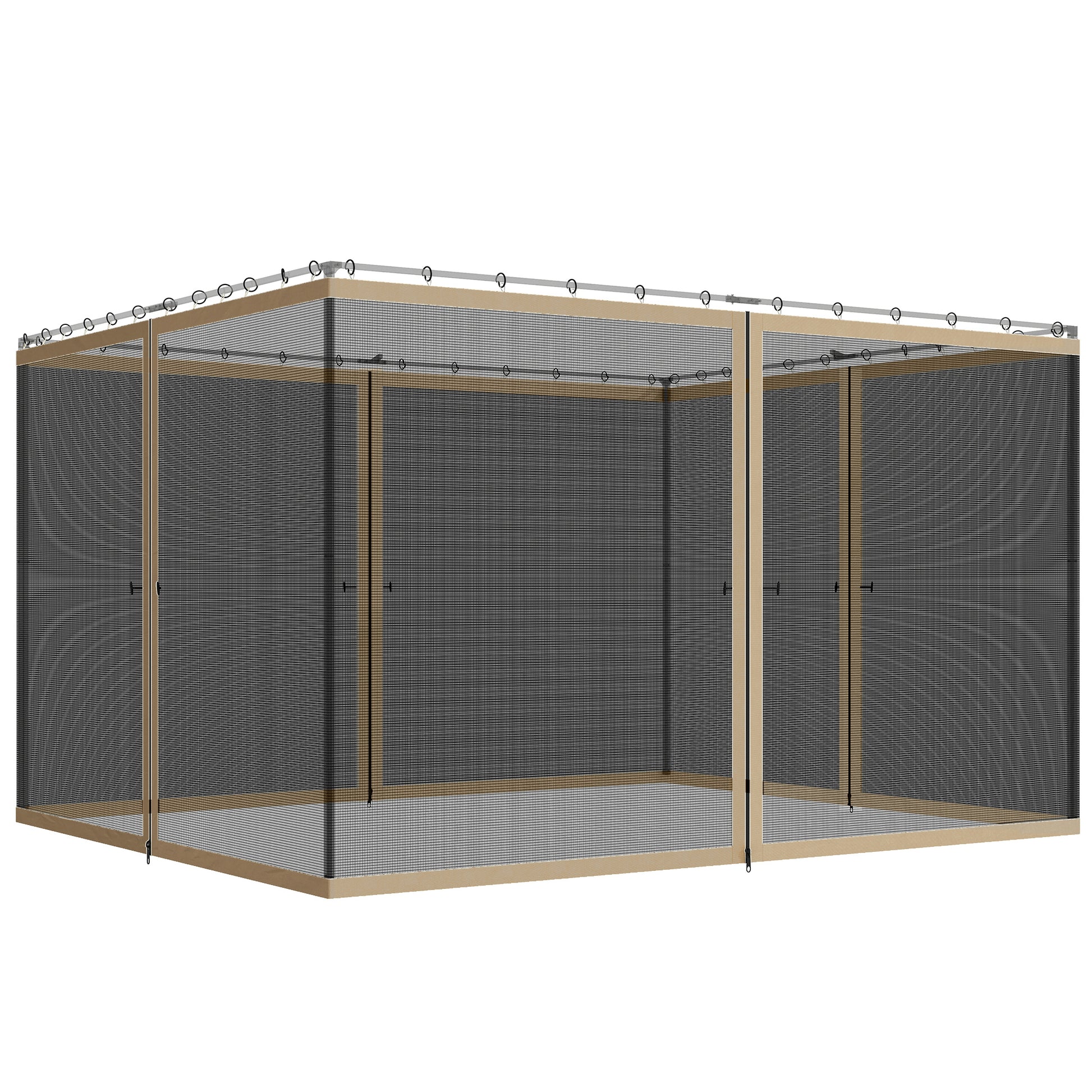 Replacement Mosquito Netting for Gazebo 10' x 13' Black Screen Walls for Canopy with Zippers, Khaki
