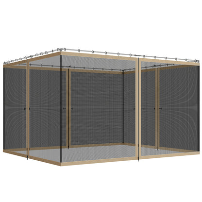 Replacement Mosquito Netting for Gazebo 10' x 13' Black Screen Walls for Canopy with Zippers, Khaki