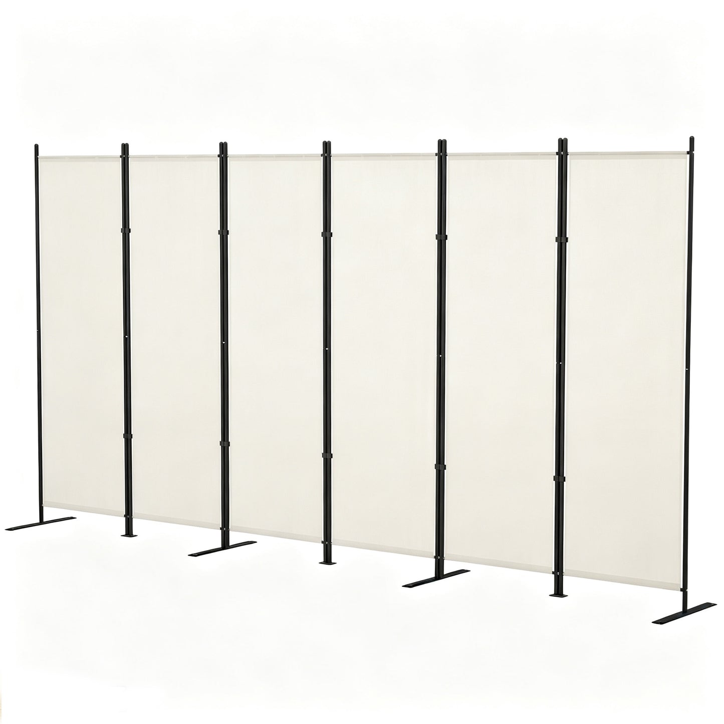 6 Panel Room Divider, 6 Ft Folding Privacy Screen, Portable Freestanding Partition Wall Divider, Beige