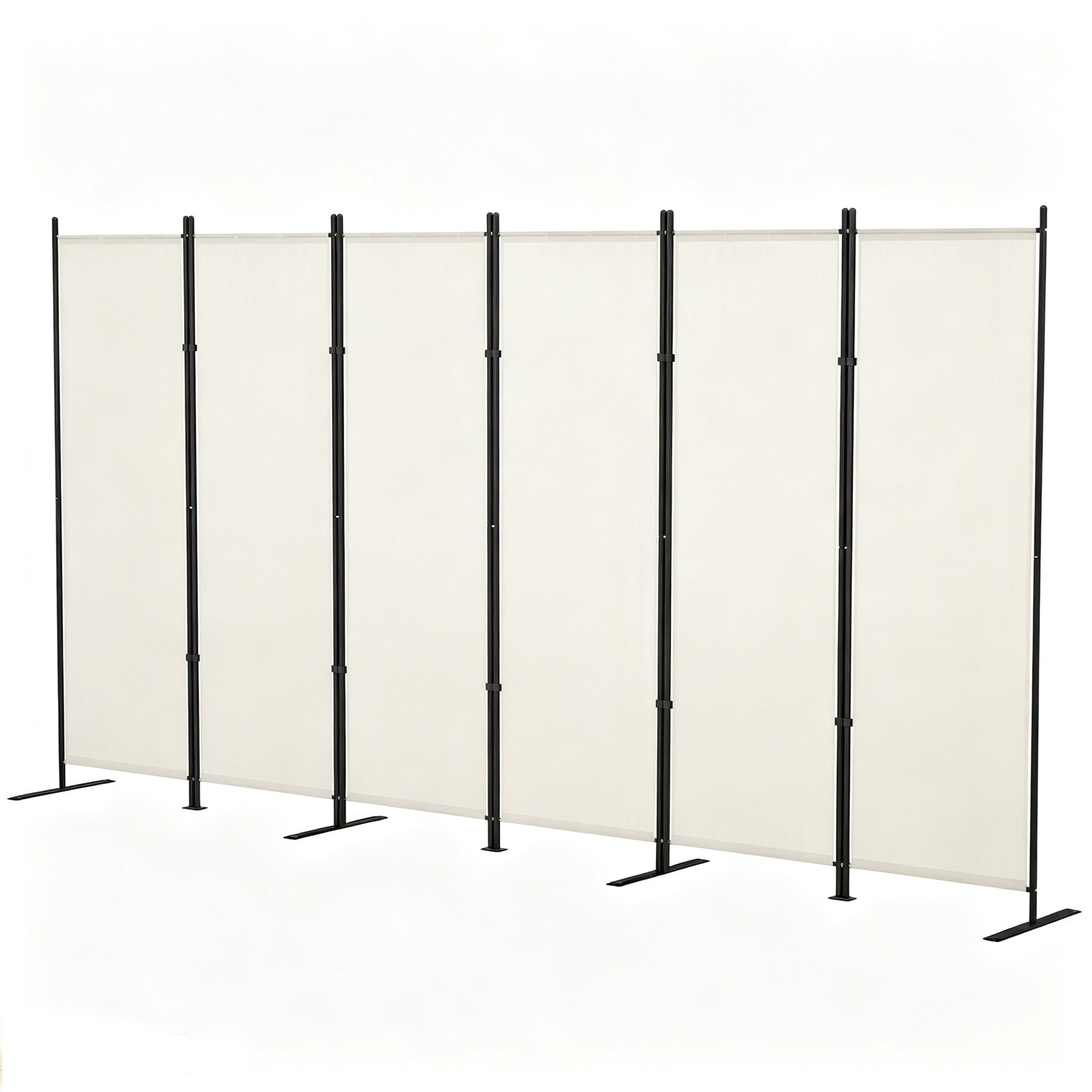 6 Panel Room Divider, 6 Ft Folding Privacy Screen, Portable Freestanding Partition Wall Divider, Beige