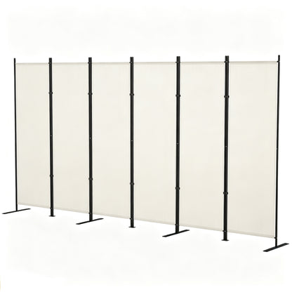 6 Panel Room Divider, 6 Ft Folding Privacy Screen, Portable Freestanding Partition Wall Divider, Beige
