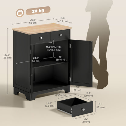 Sideboard Buffet Cabinet with Storage, 27" Kitchen Cabinet with Adjustable Shelf, 2 Drawers and 2 Doors, Coffee Bar Cabi