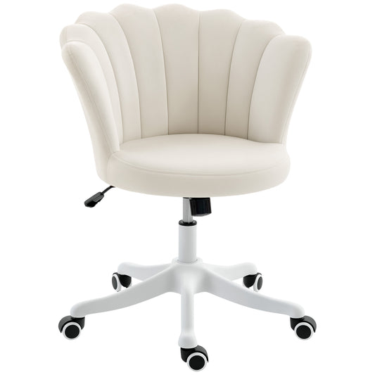 Office Chair, Armless Swivel Desk Chair with Adjustable Height, Backrest, Tilt Function for Office, Vanity, Cream
