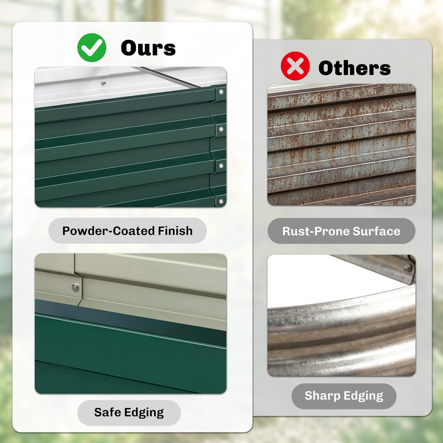 4' x 2' x 1' Raised Garden Bed, Set of 2 Galvanized Planter Box for Vegetables, Flowers, Herbs, Green