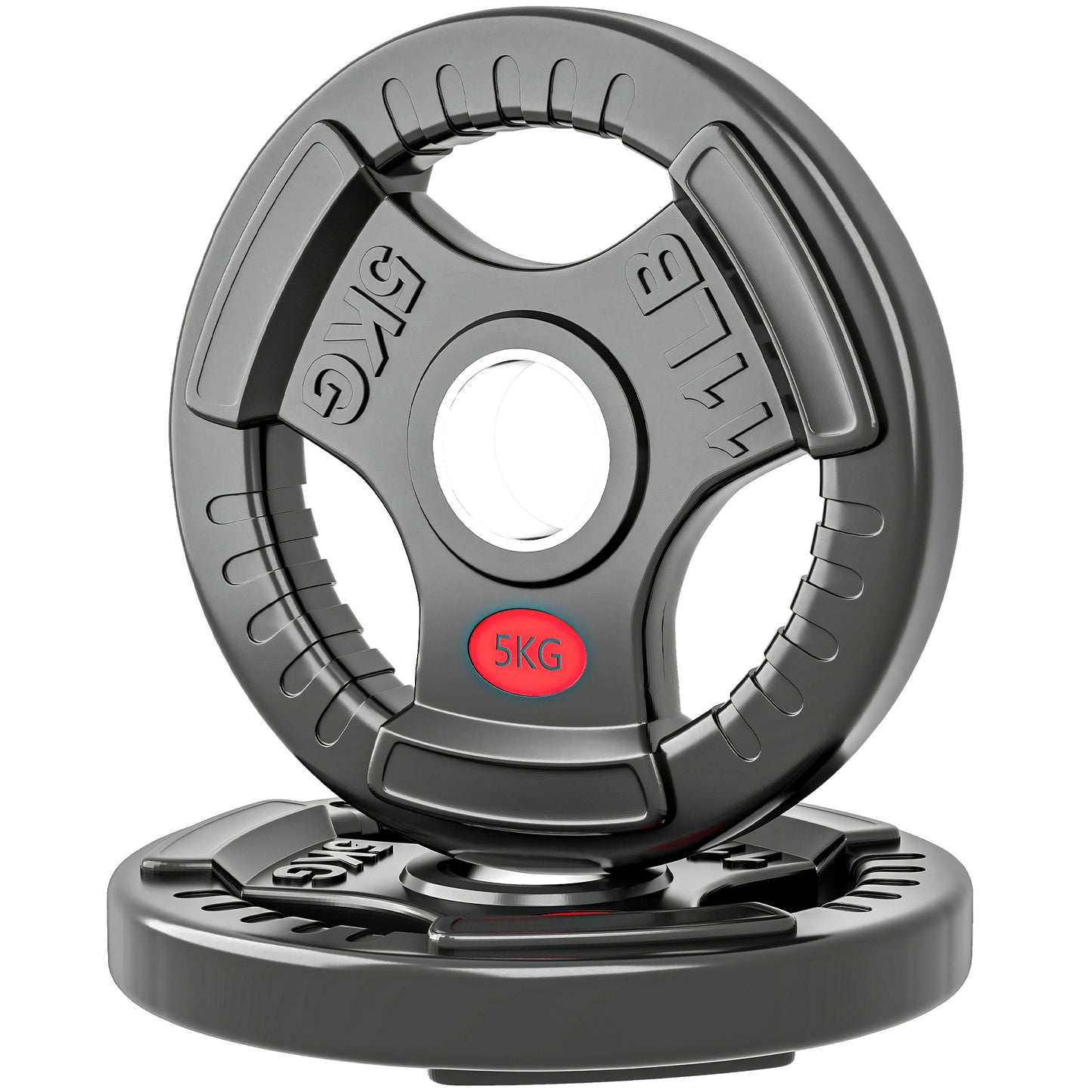 Soozier Weight Plates Set, 2-Inch Barbell Weights Set w/Tri-Grips for Home Gym Weightlifting and Strength Training, 2 x 