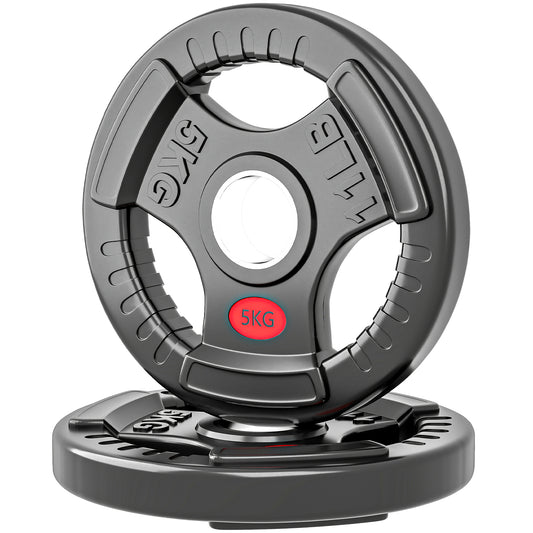 Soozier Weight Plates Set, 2-Inch Barbell Weights Set w/Tri-Grips for Home Gym Weightlifting and Strength Training, 2 x 