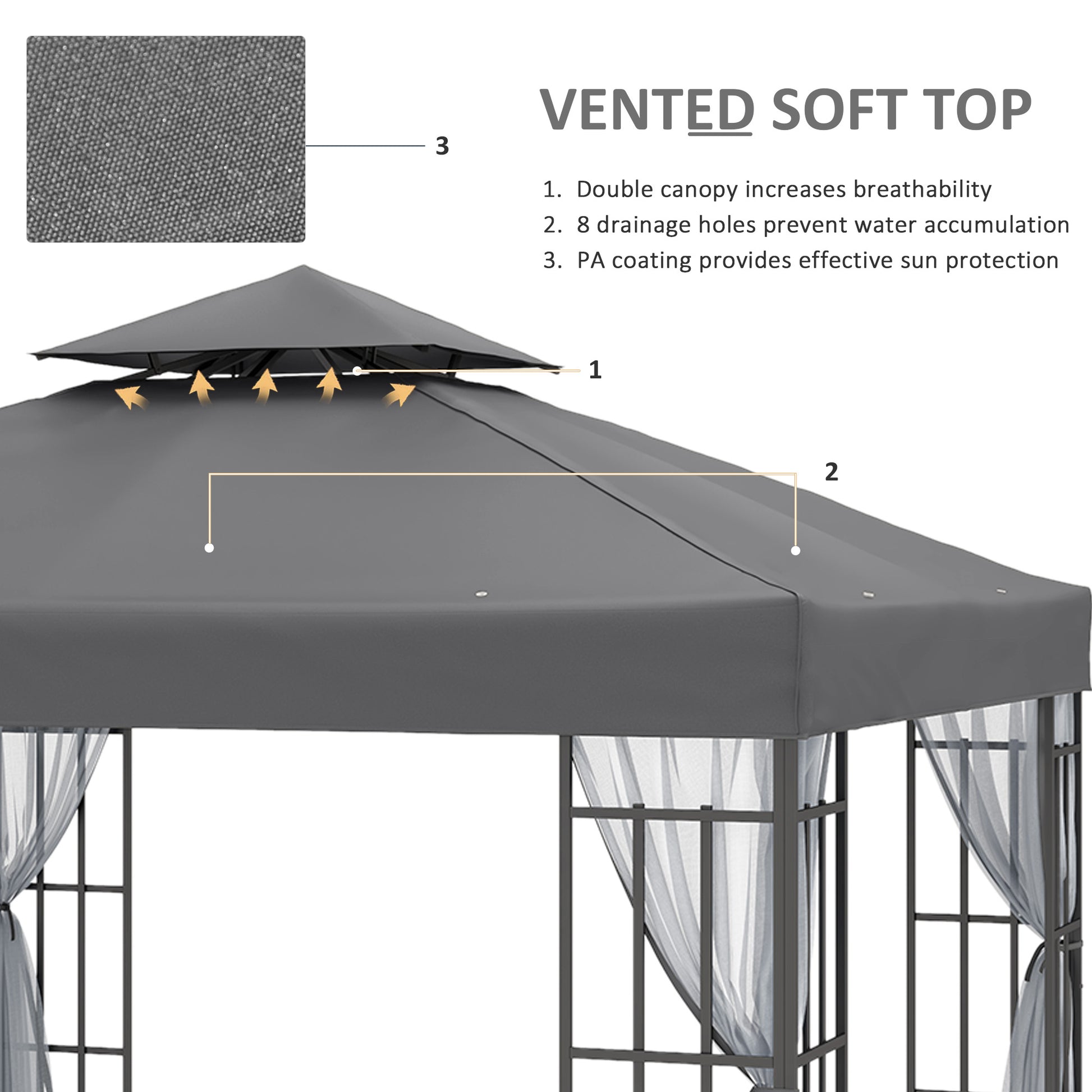 10'x10' Garden Gazebo Patio Canopy Portable Party Event Backyard w/ Mosquito Netting Grey