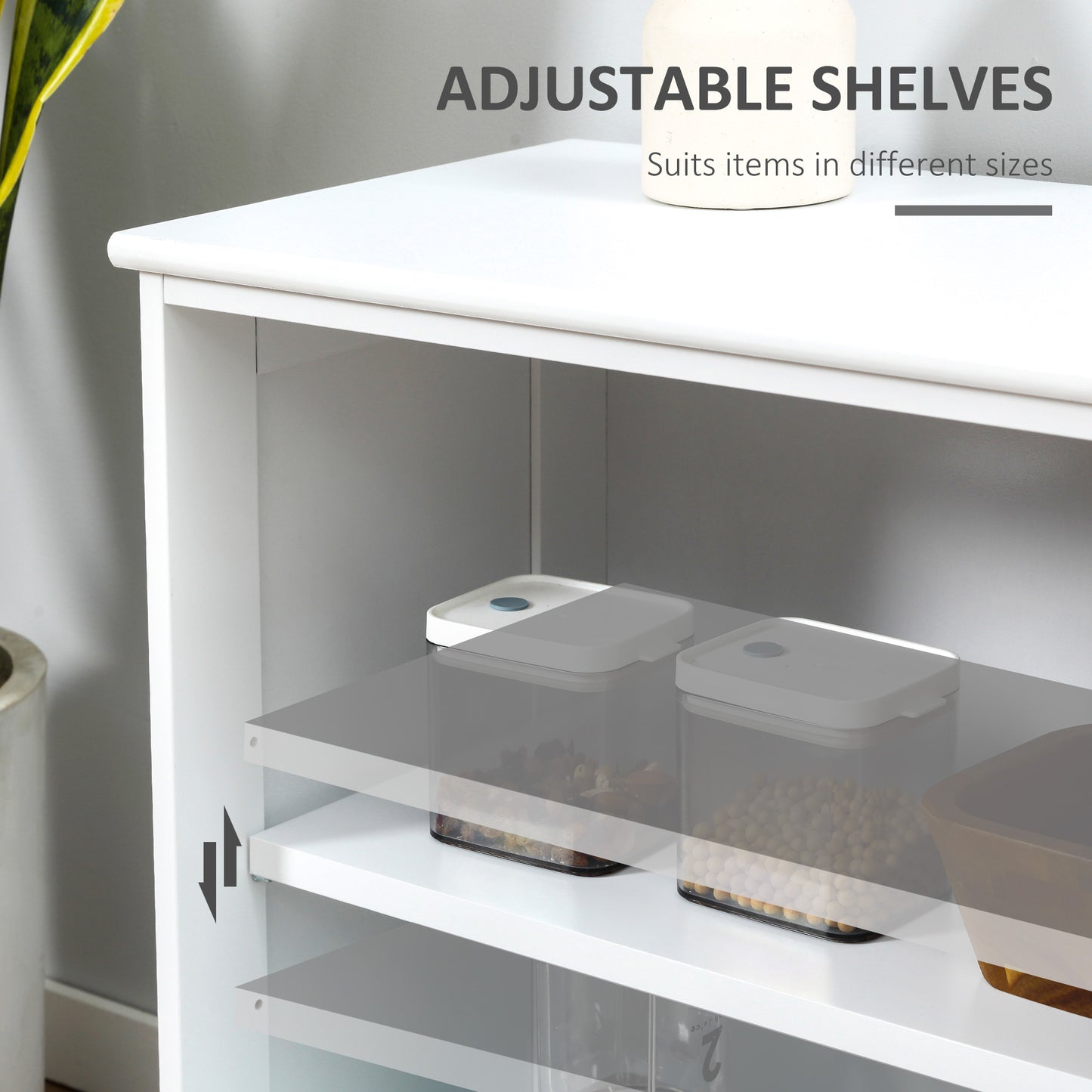 Modern Kitchen Sideboard, Stackable Storage Cabinet, Sliding Glass Door Console, Cupboard Serving Buffet for Kitchen & D
