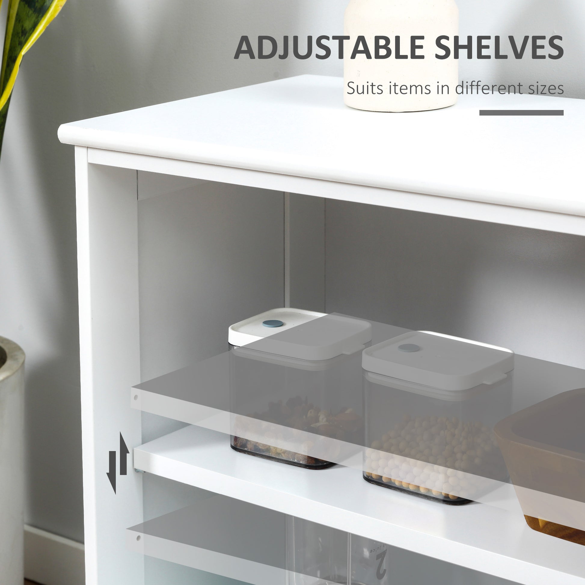 Modern Kitchen Sideboard, Stackable Storage Cabinet, Sliding Glass Door Console, Cupboard Serving Buffet for Kitchen & D