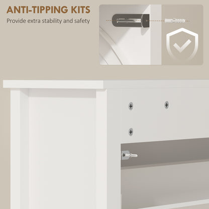 Slim Shoe Cabinet with 3 Flip Drawers, Shoe Storage Cabinet with Adjustable Shelves for Entryway, Holds 18 Pairs, White