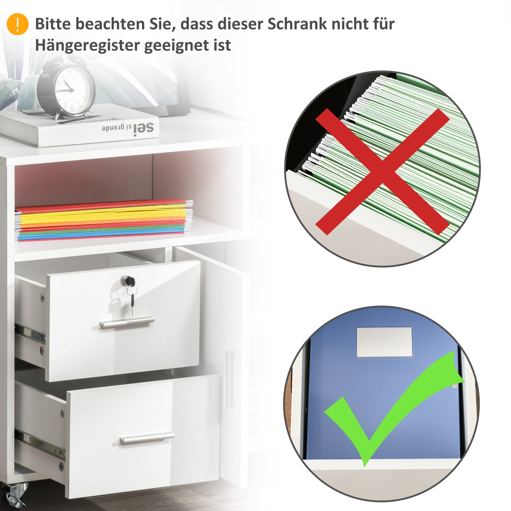 Lateral Filing Cabinet with Open Storage Shelf, Printer Stand Home Office Mobile File Cabinet with Wheels, Lockable Draw