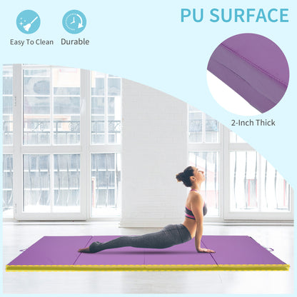 Soozier 4'x10'x2'' Folding Gymnastics Tumbling Mat, Exercise Mat  with Carrying Handles for Yoga, MMA, Martial Arts, Str