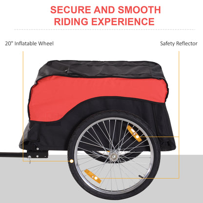 VarietyKart Bike Cargo Trailer Bicycle Luggage Carrier Cart with Cover Black Red