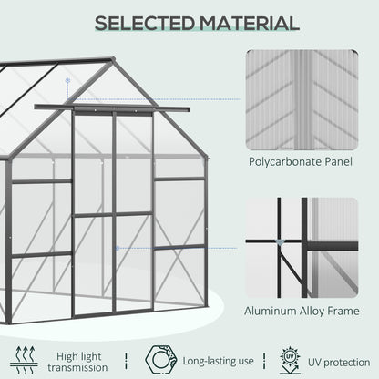 20' x 8' x 6.9' Walk-in Greenhouse with Adjustable Roof Vent, Rain Gutter and Sliding Door for Winter, Large Aluminum Gr