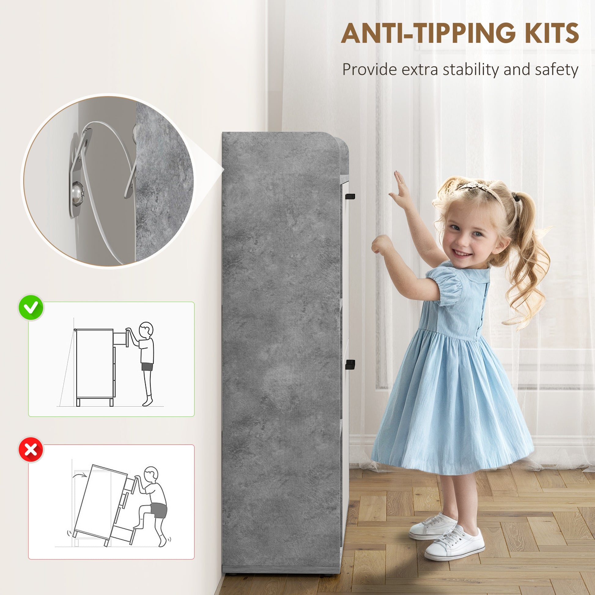 Shoe Cabinet with 2 Flip Drawers, 3 Side Compartments, Adjustable Shelves, 8-12 Pairs for Entryway Hallway, Grey