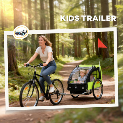 VarietyKart 2-Seat Child Bike Trailer for Kids with a Strong Steel Frame, 5-Point Safety Harnesses, & Comfortable Seat, 