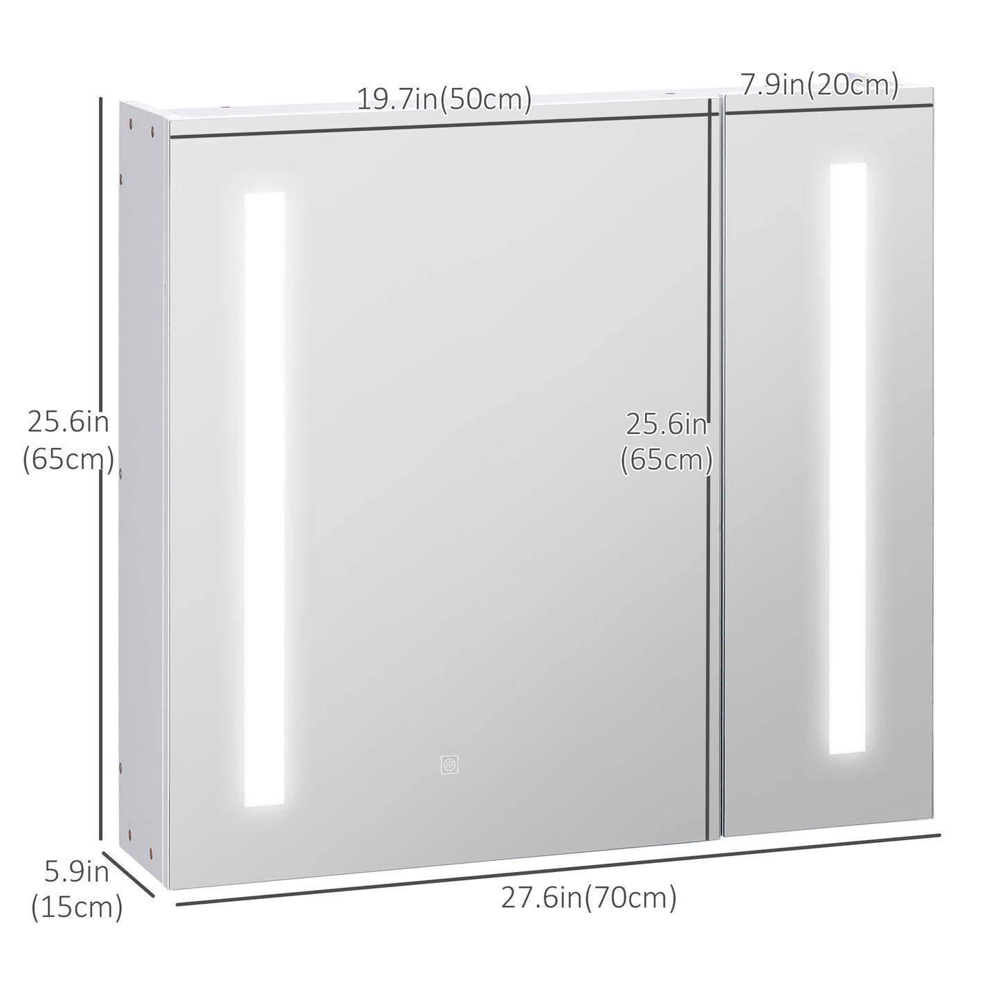 LED Medicine Cabinet with Mirror and Lights, 27.5" x 25.5" Lighted Bathroom Wall Cabinet, Bathroom Mirror Cabinet with A