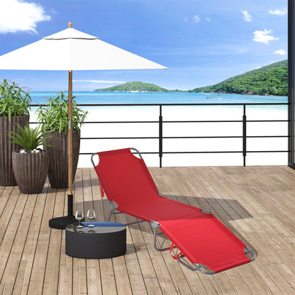 Folding Outdoor Lounge Chair, Portable Reclining Beach Lounger with Breathable Mesh Fabric, Sun Lounge Bed Camping Cot f