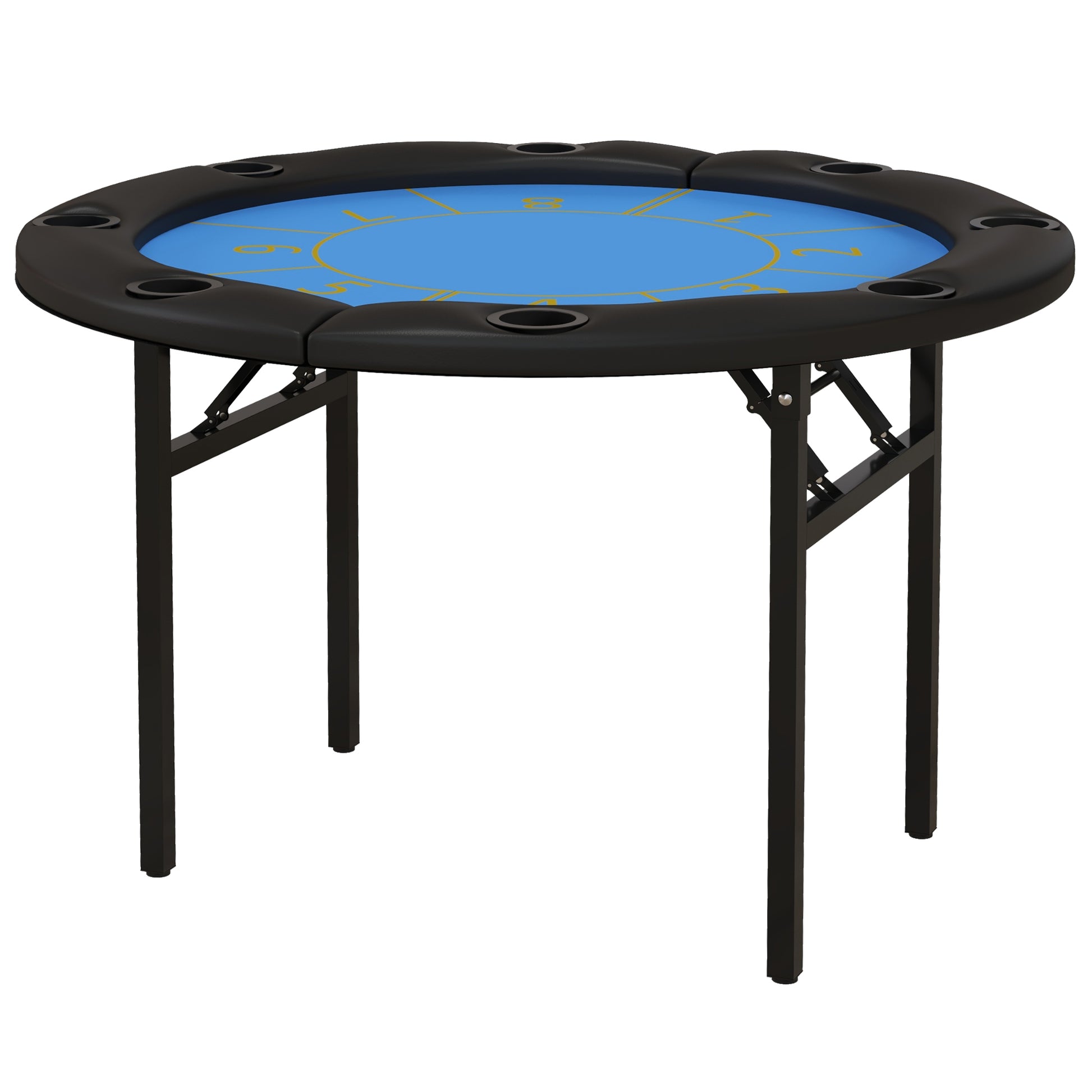 Soozier Foldable Poker Table Blackjack Texas Holdem Poker Game Table with Cup Holders, 47" Round, Black