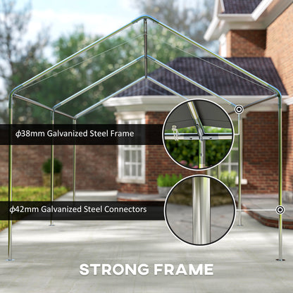10' x 20' Carport Heavy Duty Galvanized Car Canopy with Included Anchor Kit, 3 Reinforced Steel Cables, White