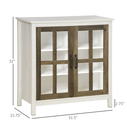 Kitchen Sideboard, Glass Door Buffet Cabinet, Accent Storage Cabinet with 2 Glass Doors and Adjustable Shelf for Dining 
