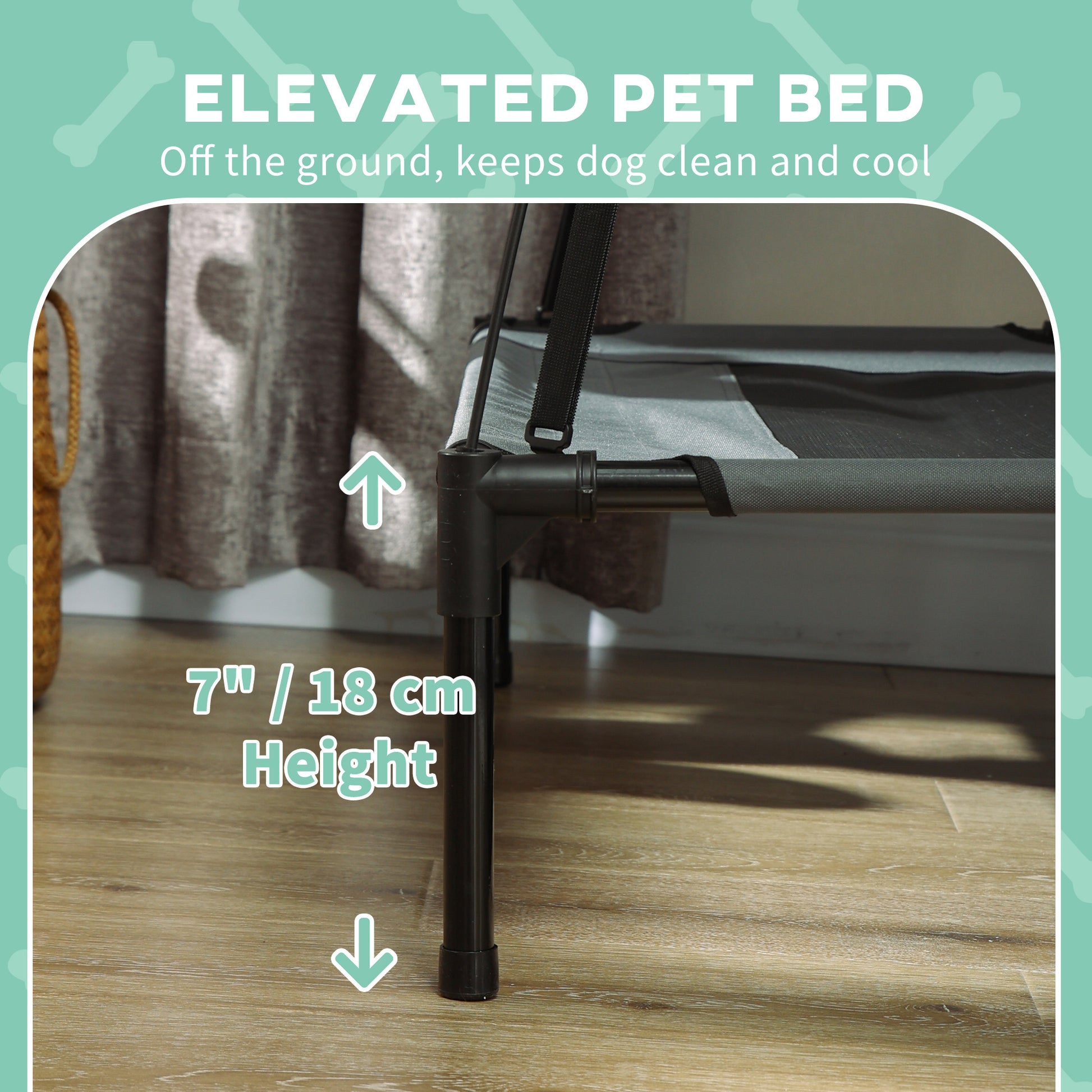 Elevated Dog Bed with Canopy and Carry Bag - Grey - Image 6