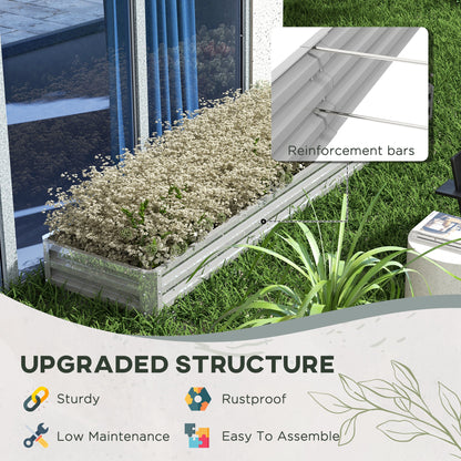 Galvanized Raised Garden Bed Steel Planter Box w/ Rods for Vegetables Flowers Herbs, 82" x 109" x 12", Silver