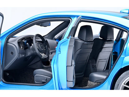 Dodge Charger SRT Hellcat Redeye B5 Blue Metallic with Carbon Stripes 1/18 Model Car by Autoart