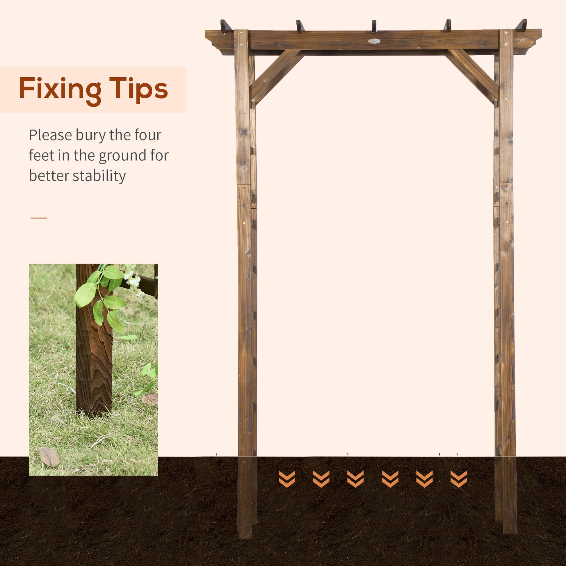 85" Wooden Outdoor Garden Arbour, Garden Arch Trellis for Climbing Vines  for Wedding and Ceremony - Carbonized