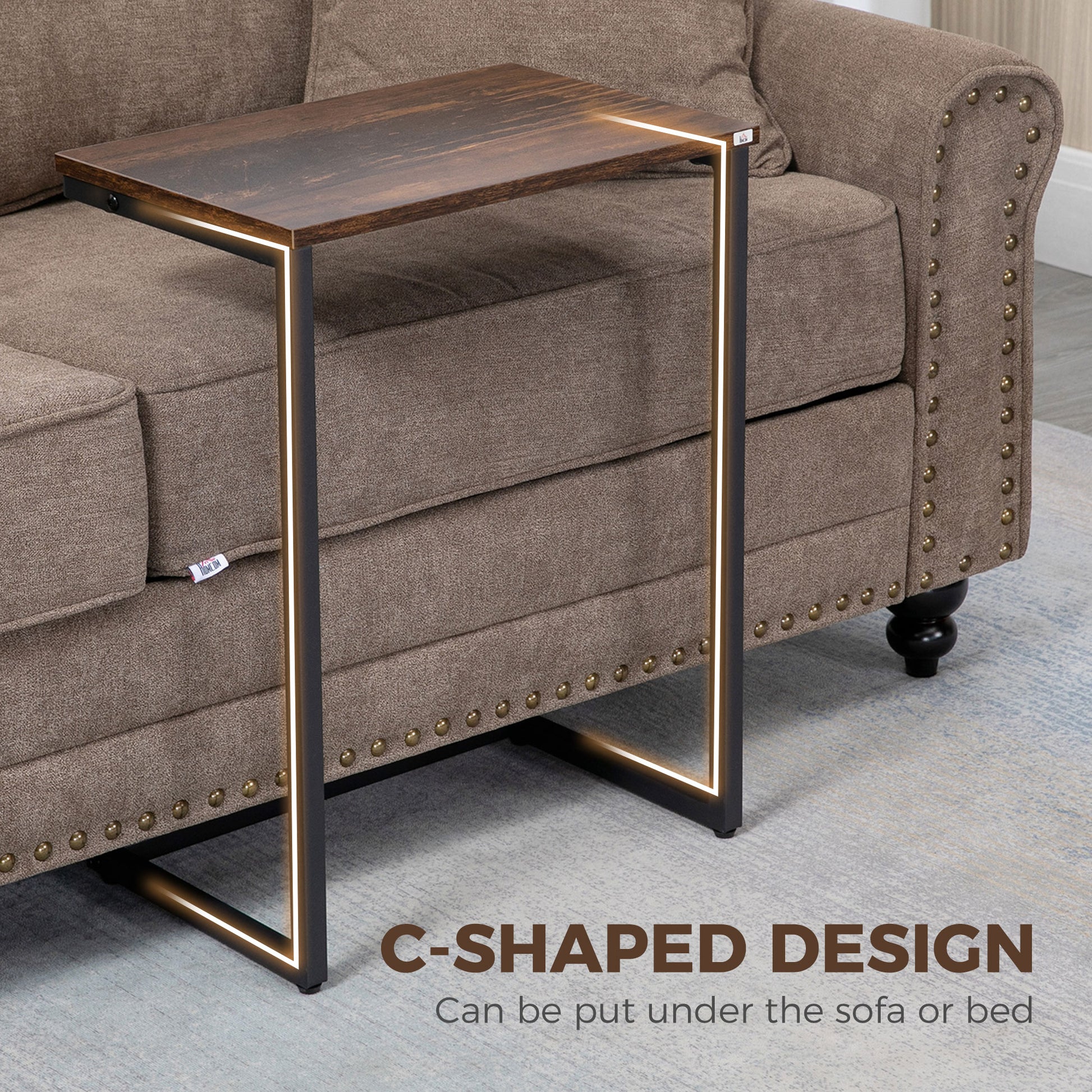 Nesting Coffee Table Set of 3, Stackable Rectangular End Tables with Wood-Effect Top, Metal Frame, Industrial & Rustic C