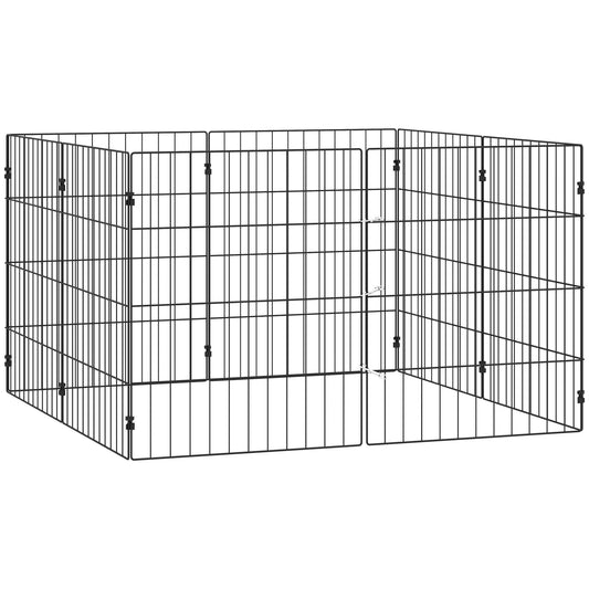 Foldable Metal Exercise Dog Playpen, Expandable Pet Fence Indoor Outdoor Use for Small Dogs, 20" x 24", 8 Panels, Black