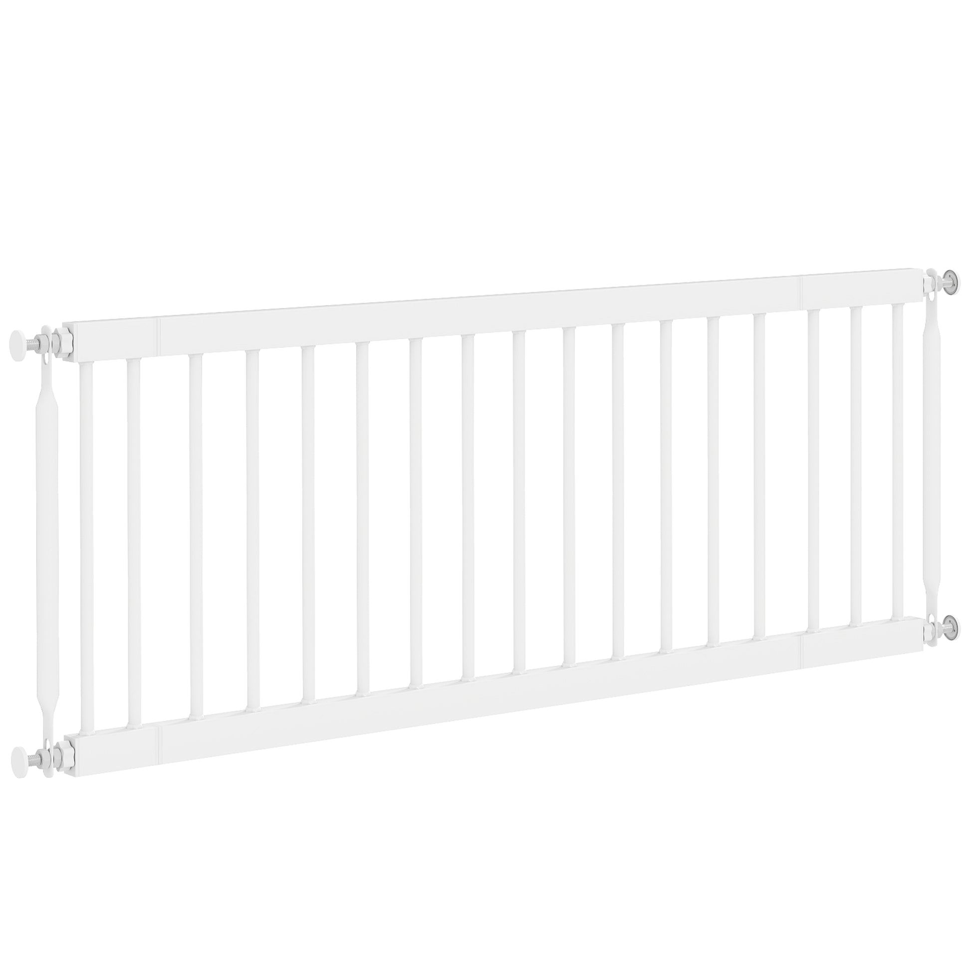 26"-37" Dog Gate, Adjustable Pet Gate, Fits 14" Tall with 2 Extension, Pressure Mount Kit for Stairs and Doorways, White