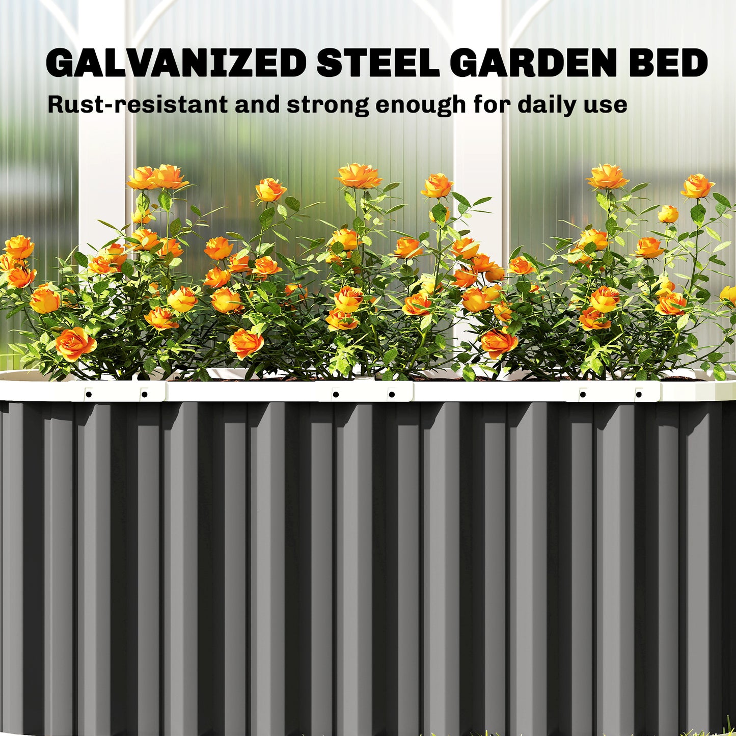 Galvanized Raised Garden Bed, Deep Root Planter Box, Outdoor Garden Bed with Plant Labels, 5' x 2' x 2', Dark Grey
