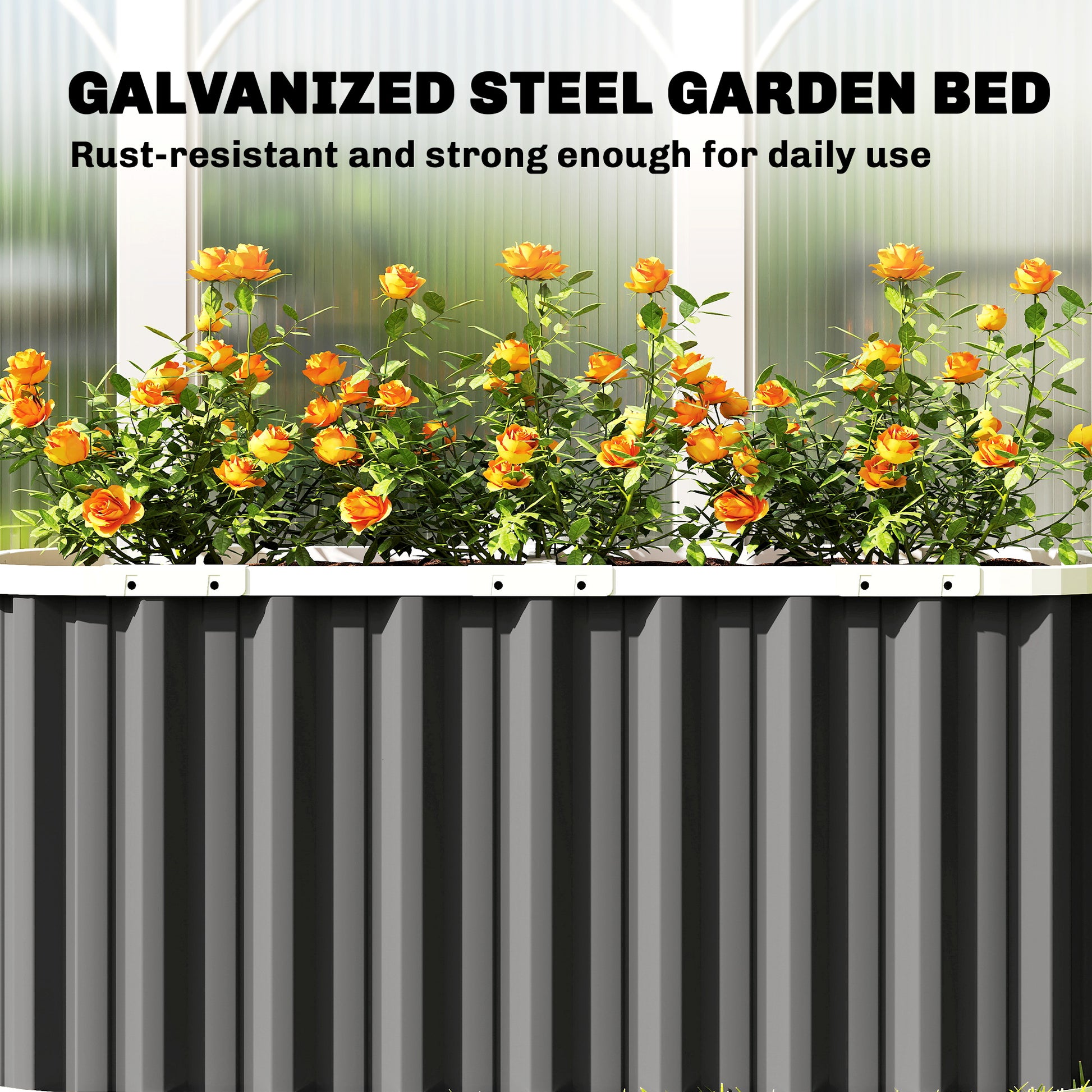 Galvanized Raised Garden Bed, Deep Root Planter Box, Outdoor Garden Bed with Plant Labels, 5' x 2' x 2', Dark Grey