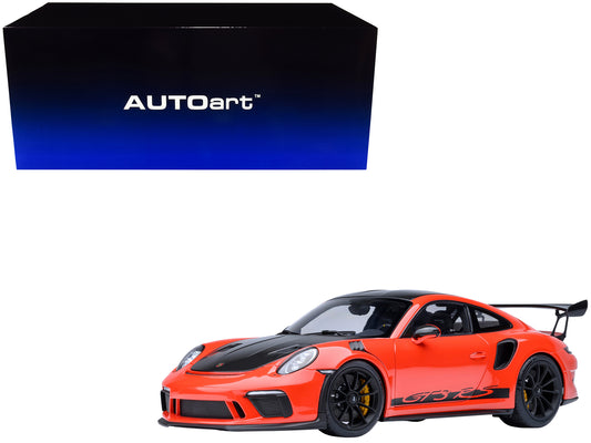 Porsche 911 (991.2) GT3 RS Weissach Lava Orange with Carbon Hood and Top 1/18 Model Car by Autoart