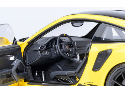 Porsche 911 (991.2) GT3 RS Weissach Racing Yellow with Carbon Hood and Top 1/18 Model Car by Autoart